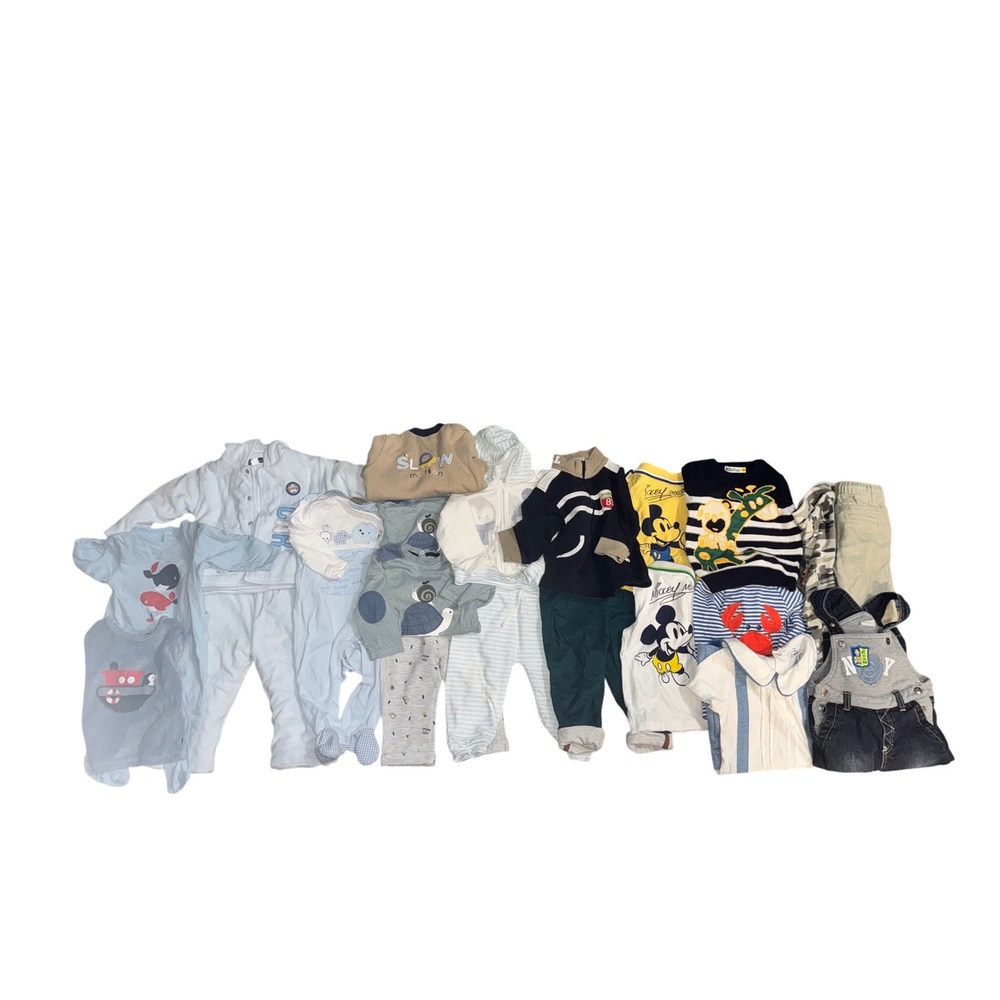 22 Piece Baby Boy Clothing Lot Obaibi LC Waikiki Mickey Mouse Ellipi 9-24M